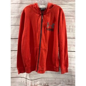 Under Armour Mens Rival Fleece Full Zip Hoodie Red Loose Fit LG Large